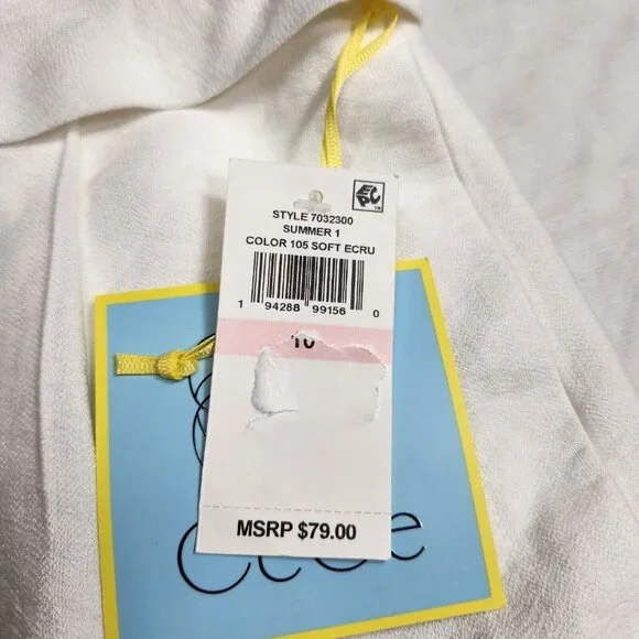 CeCe Women's Shorts Size 10  Paperbag Tie-Front White Casual  Shorts (21) - Picture 8 of 10